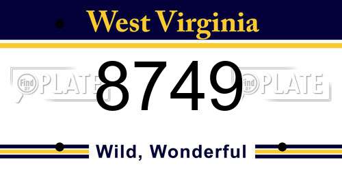 8749 West Virginia License Plate