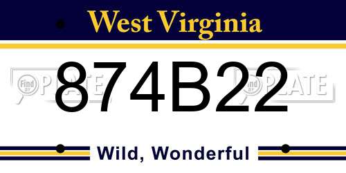 874B22 West Virginia License Plate