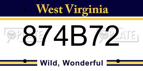 874B72 West Virginia License Plate