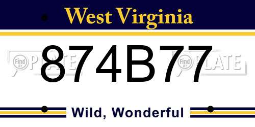 874B77 West Virginia License Plate