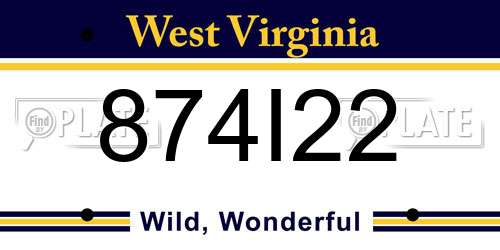 874I22 West Virginia License Plate