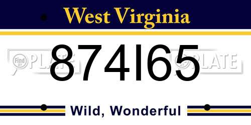 874I65 West Virginia License Plate