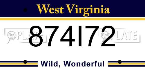 874I72 West Virginia License Plate