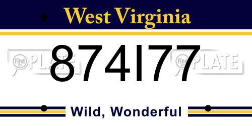 874I77 West Virginia License Plate