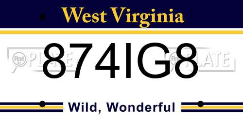 874IG8 West Virginia License Plate