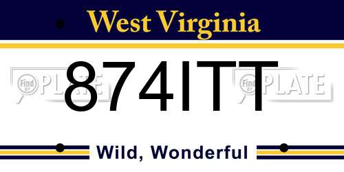 874ITT West Virginia License Plate