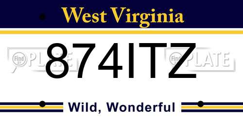 874ITZ West Virginia License Plate
