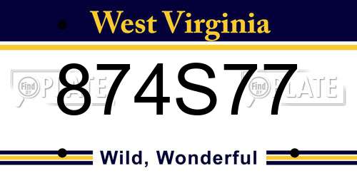 874S77 West Virginia License Plate
