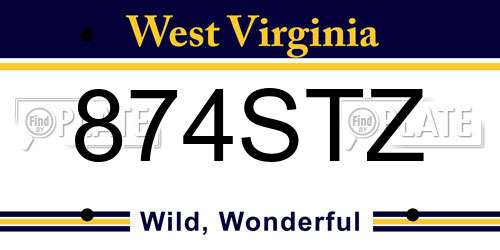 874STZ West Virginia License Plate