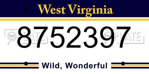8752397 West Virginia License Plate