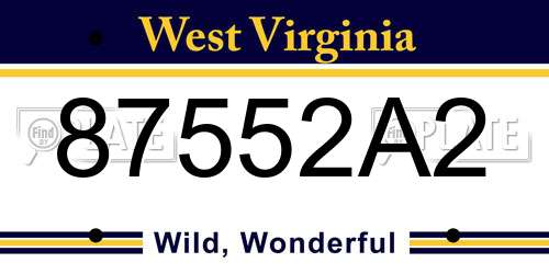 87552A2 West Virginia License Plate