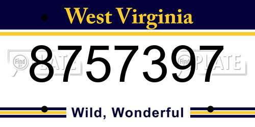 8757397 West Virginia License Plate