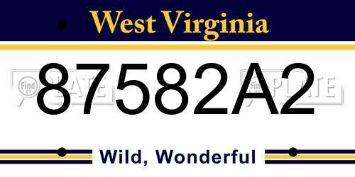 87582A2 West Virginia License Plate