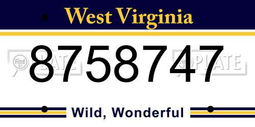 8758747 West Virginia License Plate