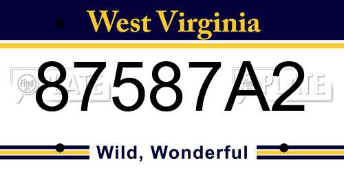 87587A2 West Virginia License Plate