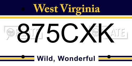 875CXK West Virginia License Plate