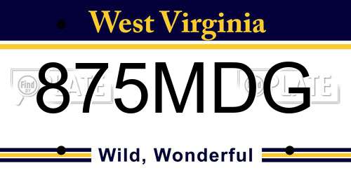 875MDG West Virginia License Plate