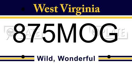 875MOG West Virginia License Plate