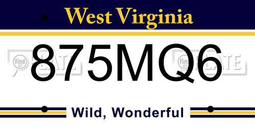 875MQ6 West Virginia License Plate