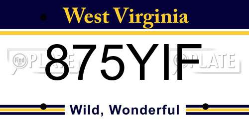 875YIF West Virginia License Plate