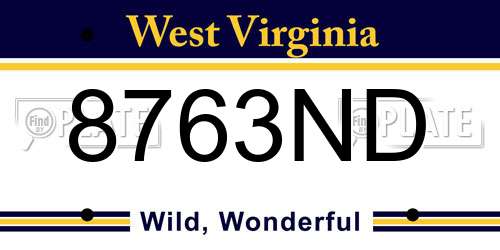 8763ND West Virginia License Plate