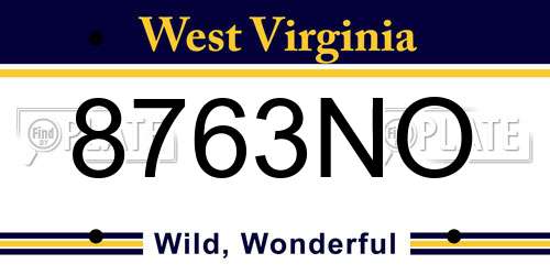 8763NO West Virginia License Plate