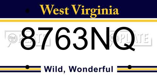 8763NQ West Virginia License Plate