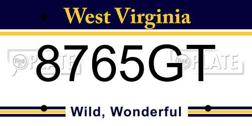 8765GT West Virginia License Plate