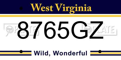 8765GZ West Virginia License Plate