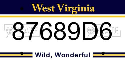 87689D6 West Virginia License Plate