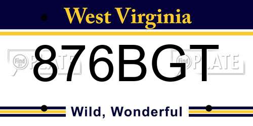 876BGT West Virginia License Plate