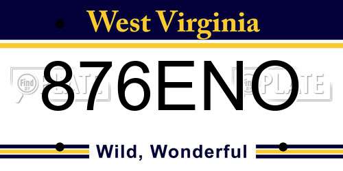 876ENO West Virginia License Plate