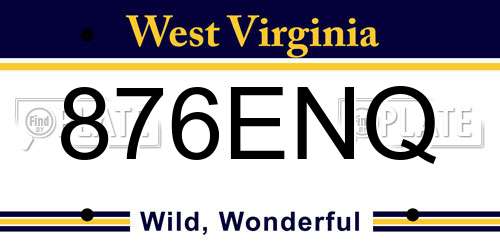 876ENQ West Virginia License Plate