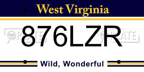876LZR West Virginia License Plate