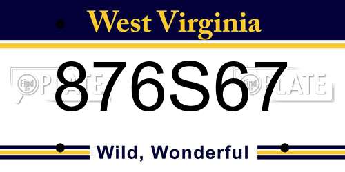 876S67 West Virginia License Plate