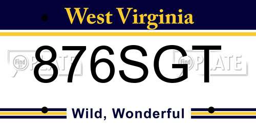 876SGT West Virginia License Plate