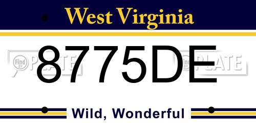 8775DE West Virginia License Plate
