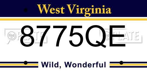 8775QE West Virginia License Plate