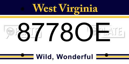 8778OE West Virginia License Plate