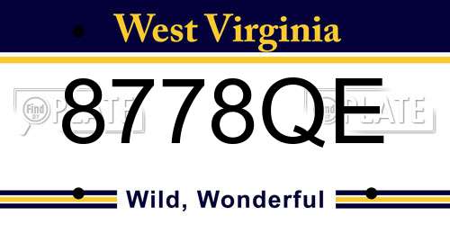 8778QE West Virginia License Plate