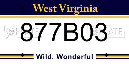 877B03 West Virginia License Plate