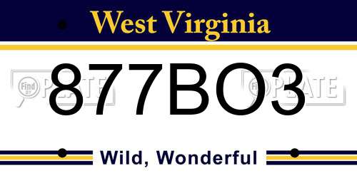 877BO3 West Virginia License Plate