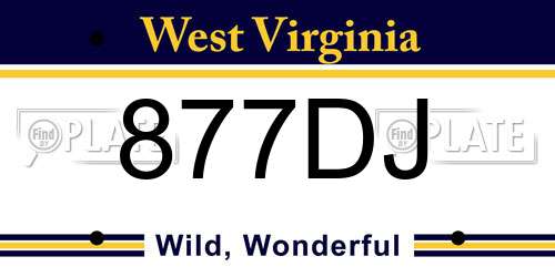 877DJ West Virginia License Plate