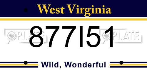 877I51 West Virginia License Plate