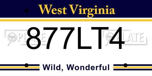 877LT4 West Virginia License Plate