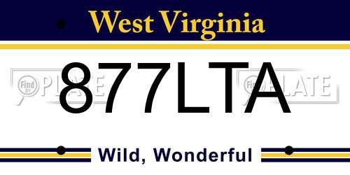 877LTA West Virginia License Plate