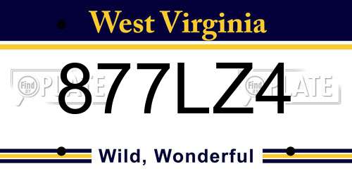 877LZ4 West Virginia License Plate