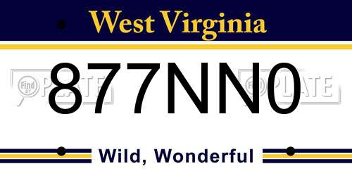 877NN0 West Virginia License Plate