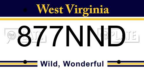 877NND West Virginia License Plate