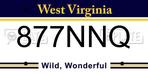 877NNQ West Virginia License Plate